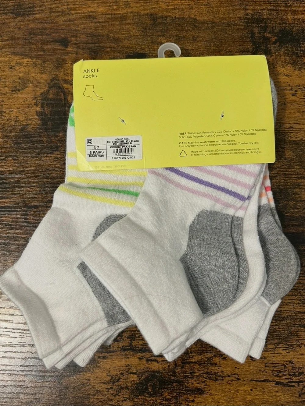 All in Motion Ankle Socks 6 Pack Size L Cushioned Athletic Moisture Wicking New